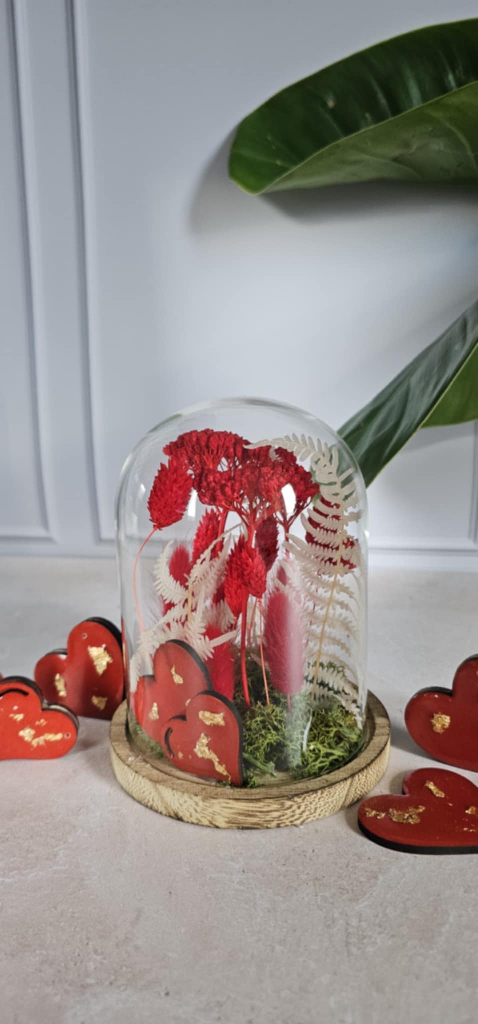 Fleurs sous cloche Rouge