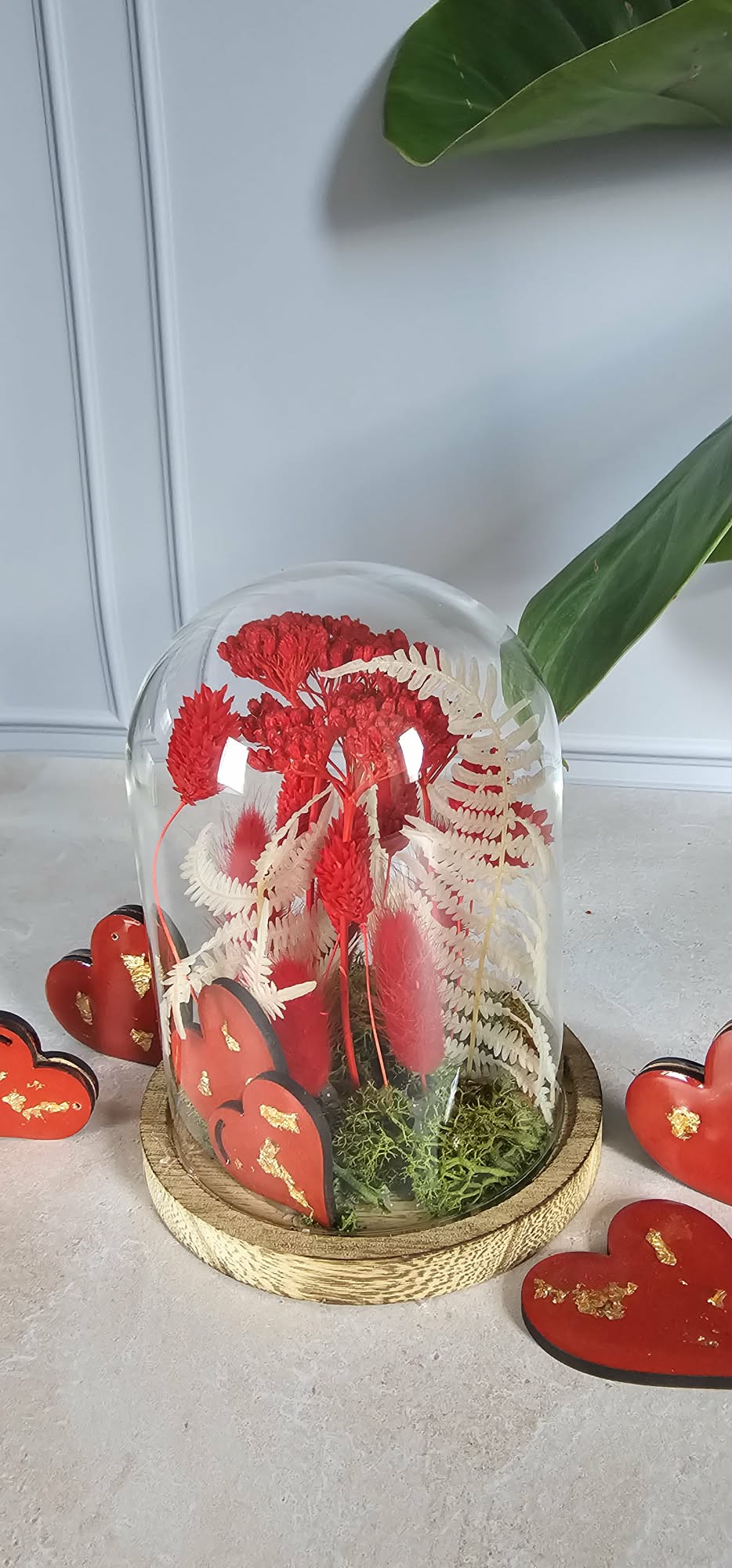 Fleurs sous cloche Rouge
