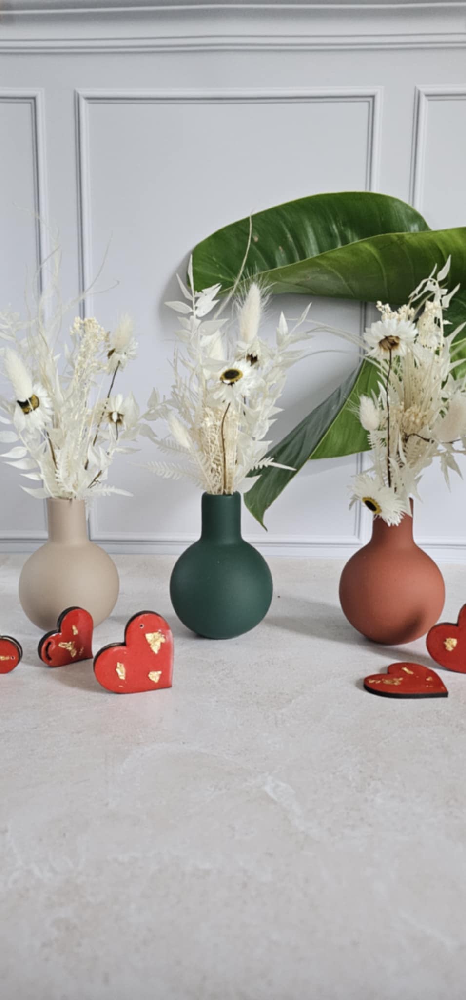 Vase coloré – Bouquet de fleurs séchées