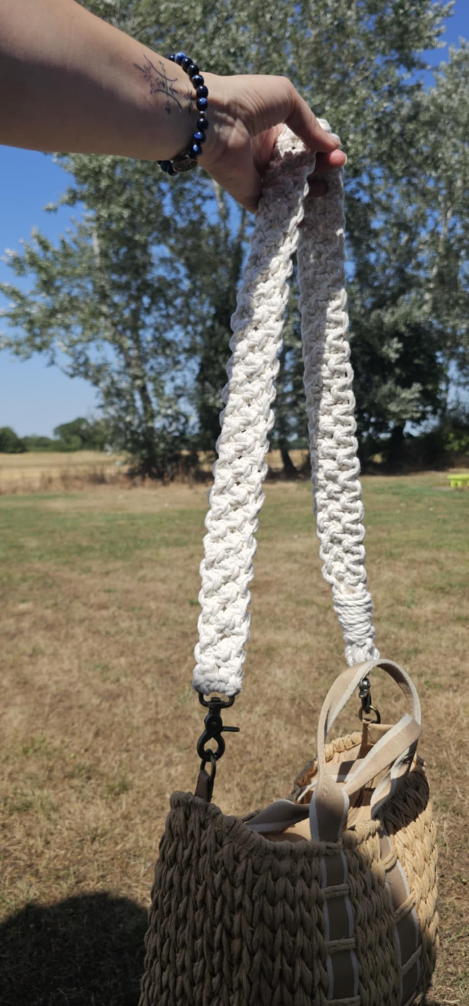 Sangle de sac en macramé large