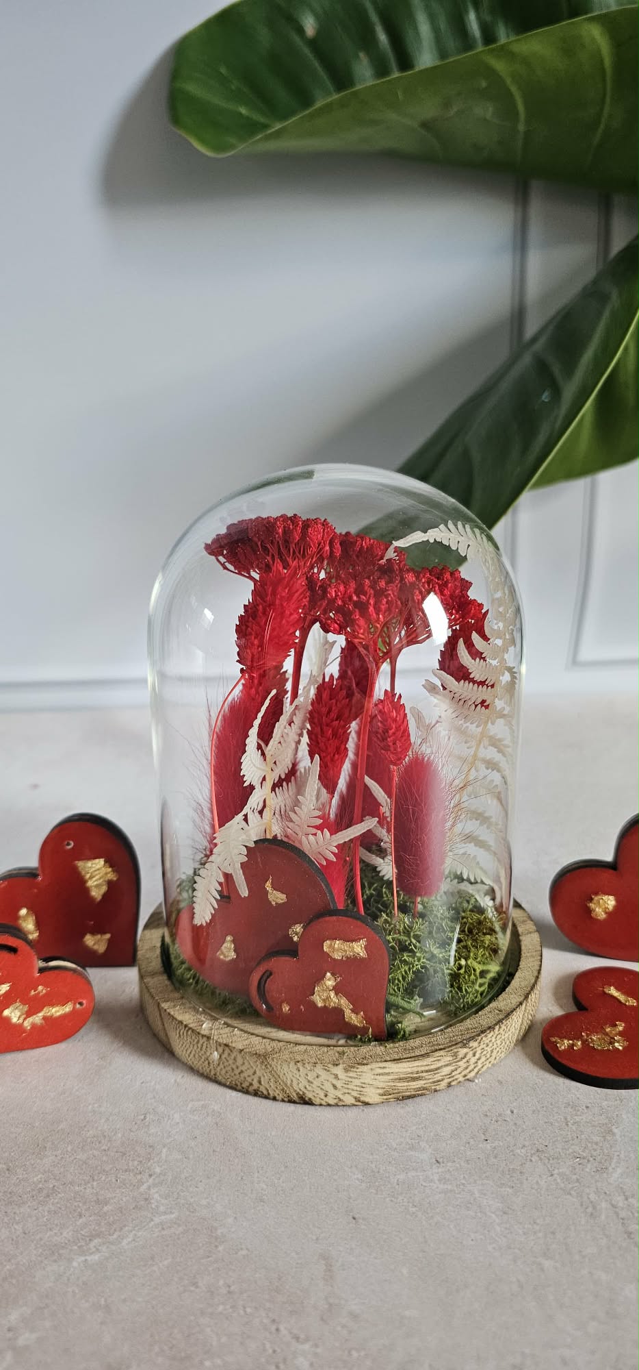 Fleurs sous cloche Rouge